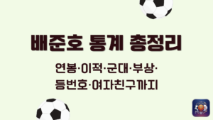 배준호 통계 총정리 – 연봉·이적·군대·부상·등번호·여자친구까지